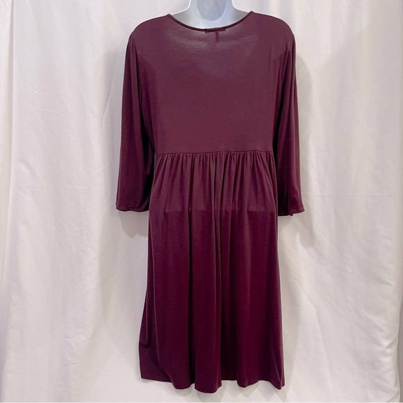 Daisy Fuentes Burgandy Cotton Empire Waist Midi Dress Sz Large - Picture 4 of 9